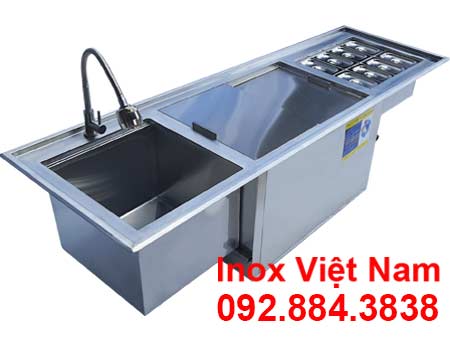 Bộ 3 [Bồn Rửa – Thùng Đá – Khay GN] Âm Quầy QB-15