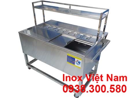 Thùng Đá Inox Khung Chân Có Khay Topping TD-TP25