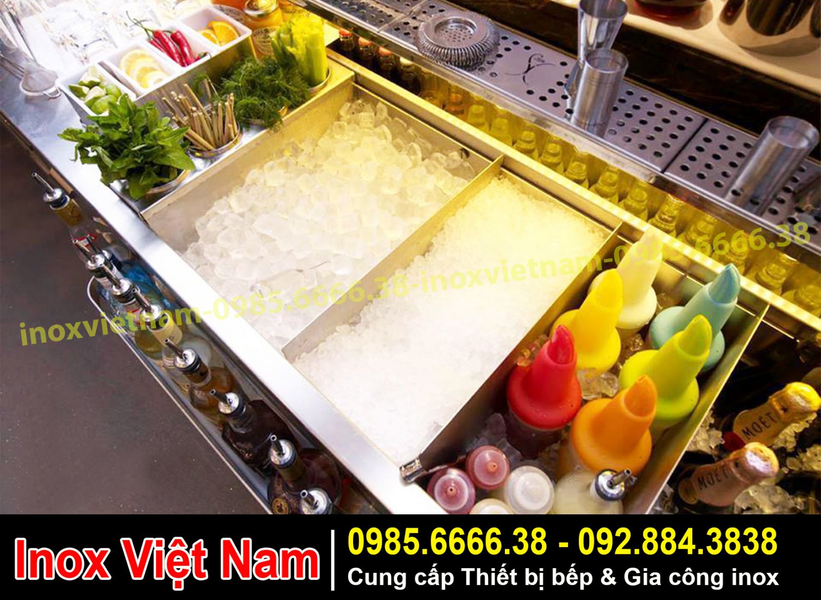 Thùng đá inox quầy bar 04