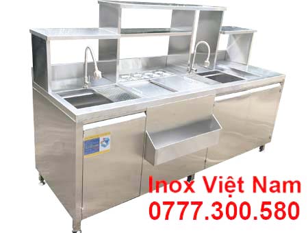 Quầy Pha Chế Trà Sữa Inox QB-07
