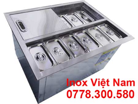 Thùng Đá Inox Có Khay Topping Âm Bàn TD-TP13