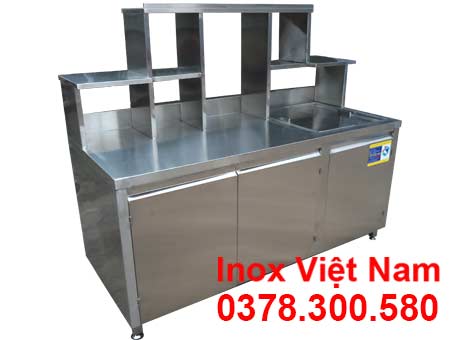 Quầy Pha Chế Trà Sữa Inox QB-02