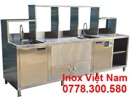 Mẫu Quầy Pha Chế Trà Sữa Inox QB-31