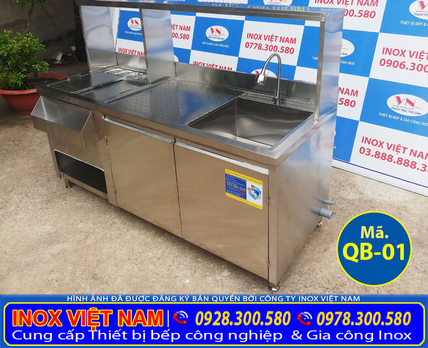Quầy bar inox, quầy pha chế trà sữa inox QB-01