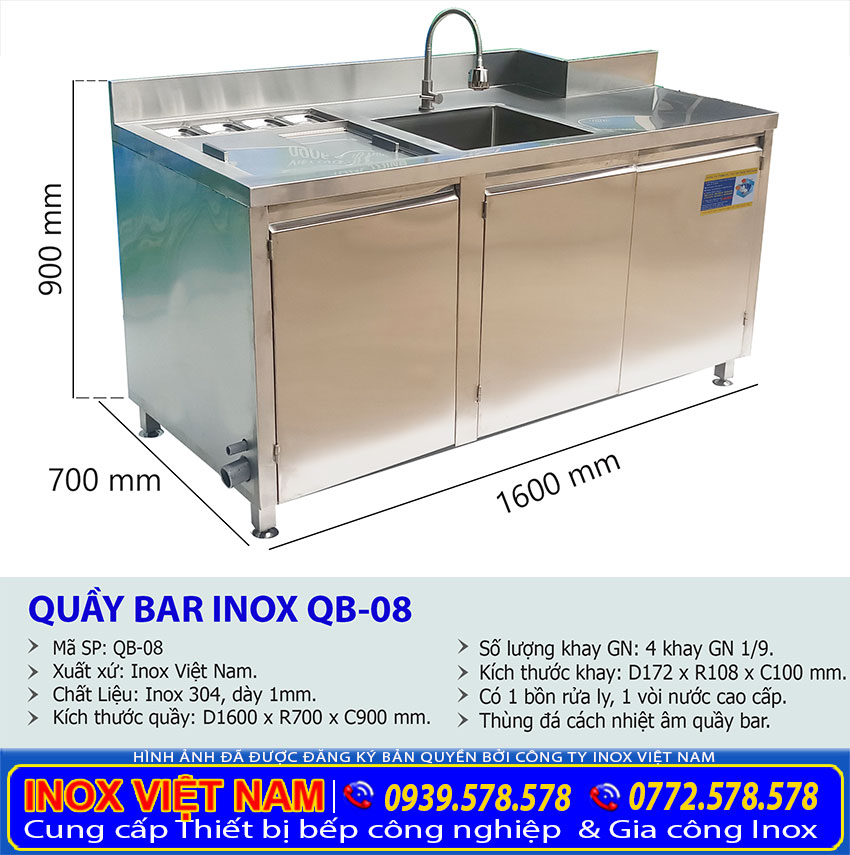 Kích thước quầy bar đẹp cho quán cafe