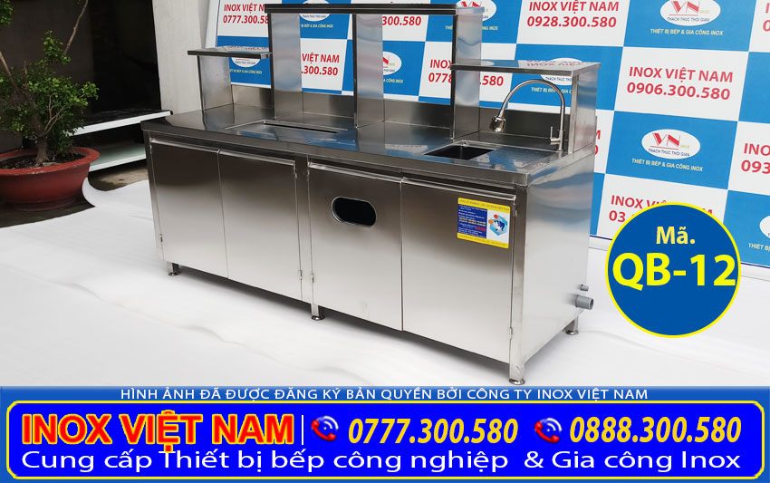 Mẫu thiết kế quầy pha chế trà sữa inox giá tốt QB-12