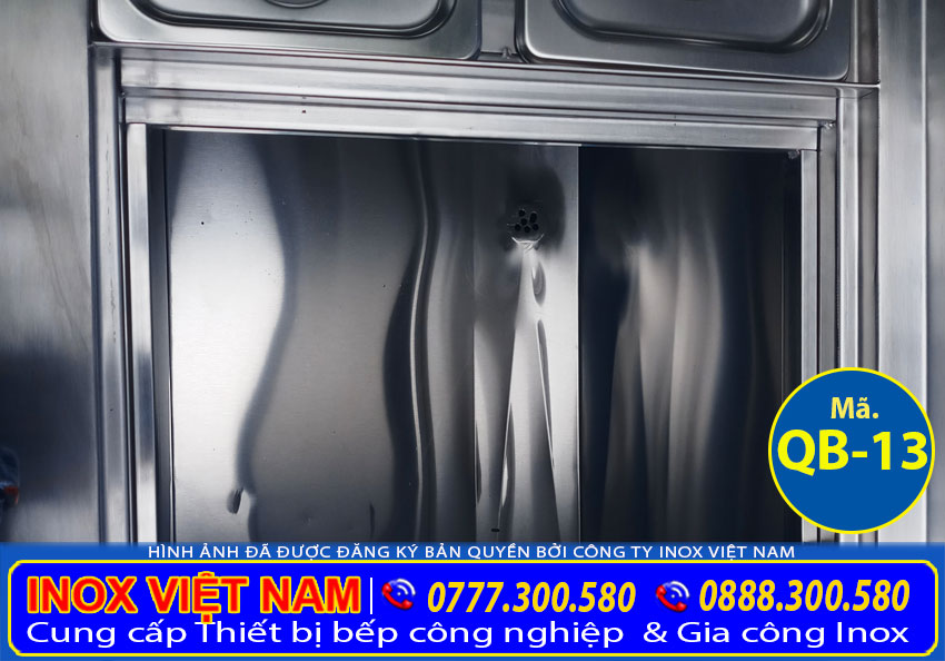 Bộ phận thùng đá inox của quầy pha chế cafe QB-13