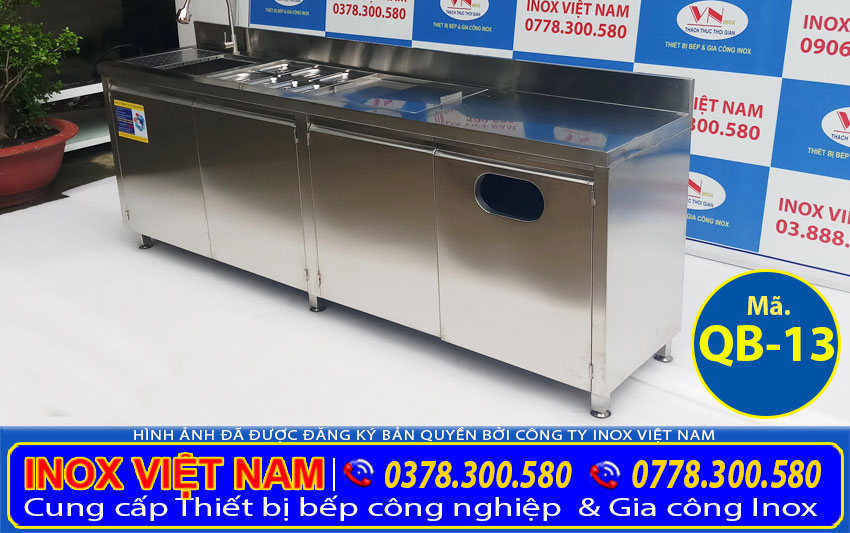 Quầy pha chế trà sữa 2m3 inox 304 cao cấp