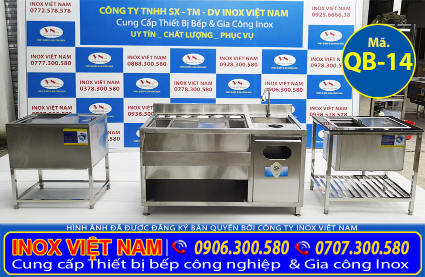 Bộ 3 thùng đá inox khung chân, thùng đá inox âm bàn