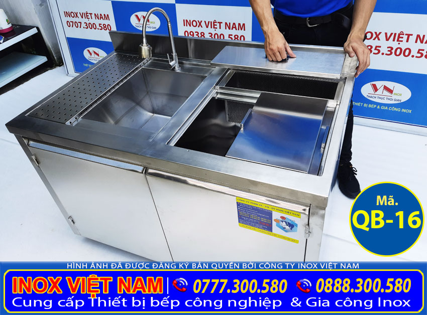 Tủ đá quầy pha chế inox QB-16
