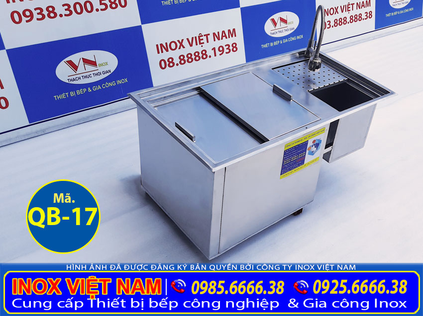 Thùng đá kèm chậu rửa âm quầy bar inox QB-17