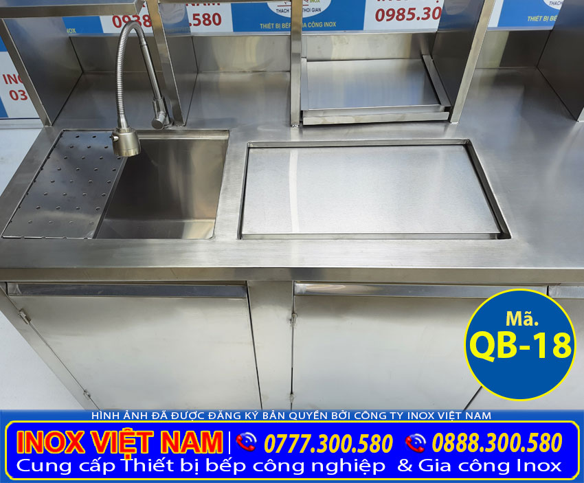 Thân quầy bar pha chế trà sữa inox QB-18