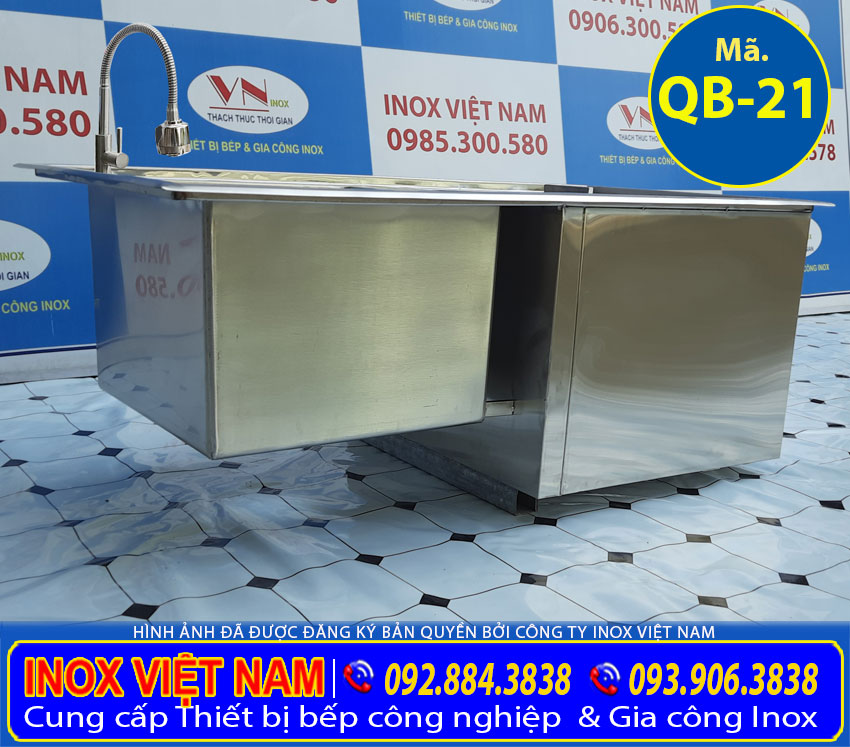 Thùng đá inox kèm chậu rửa inox quầy bar