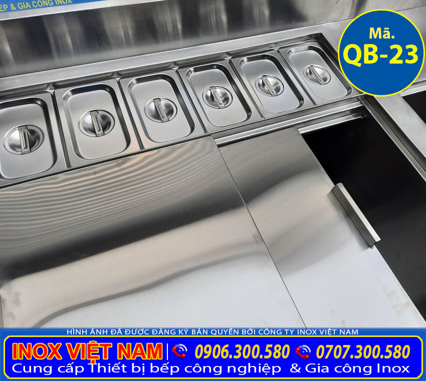Khay GN quầy pha chế trà sữa inox QB-23