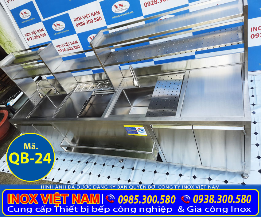 Quầy bar trà sữa inox 2m7 qb-24