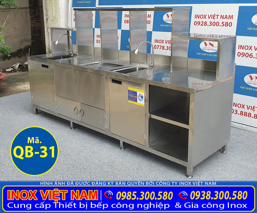 Quầy bar inox, quầy pha chế trà sữa cafe QB-31