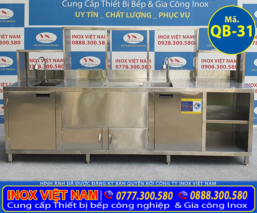 Quầy pha chế trà sữa inox QB-31
