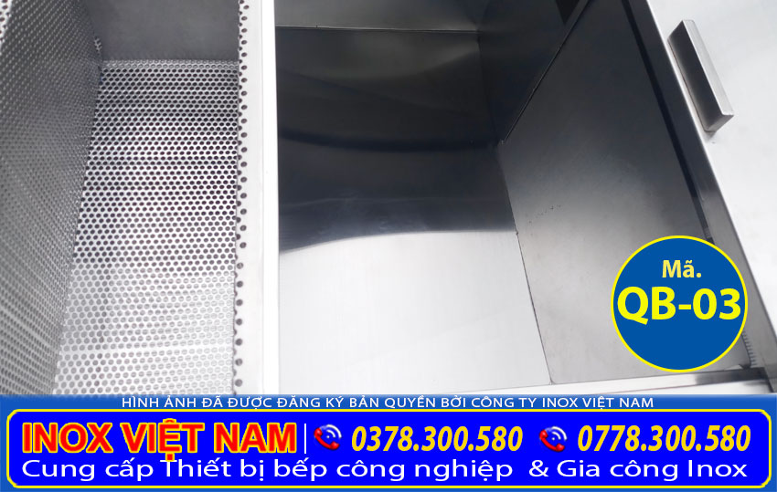 Hộc đựng đá của quầy pha chế trà sữa inox QB-03