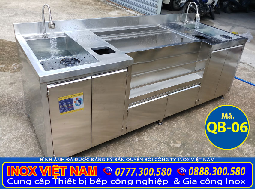 Mẫu quầy pha chế trà sữa inox QB-06