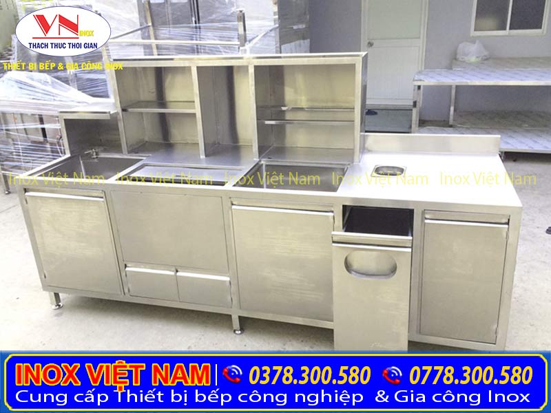 Mẫu thiết kế quầy pha chế trà sữa inox 304