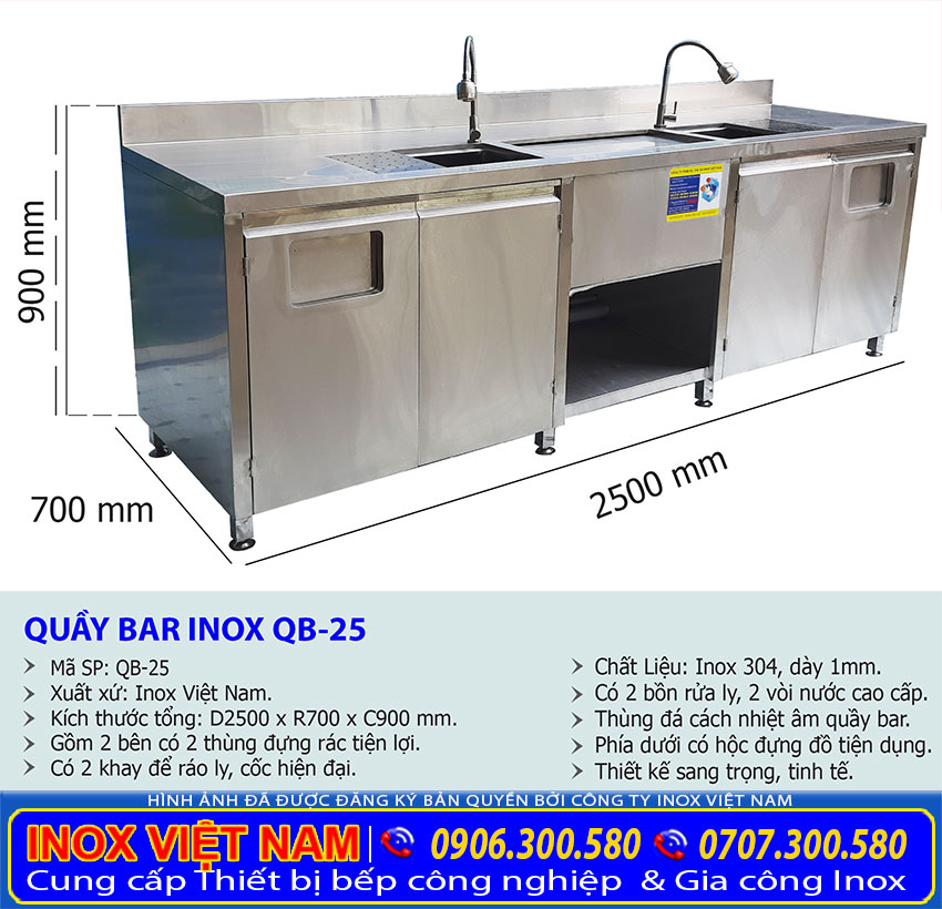 Kích thước quầy bar trà sữa qb-25