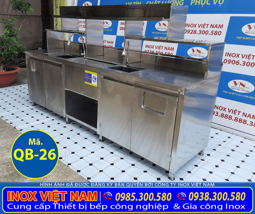 Mẫu quầy bar trà sữa inox QB-26