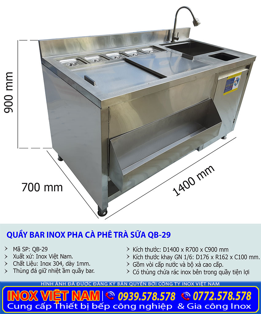 Tỷ lệ kích thước quầy pha chế QB-29