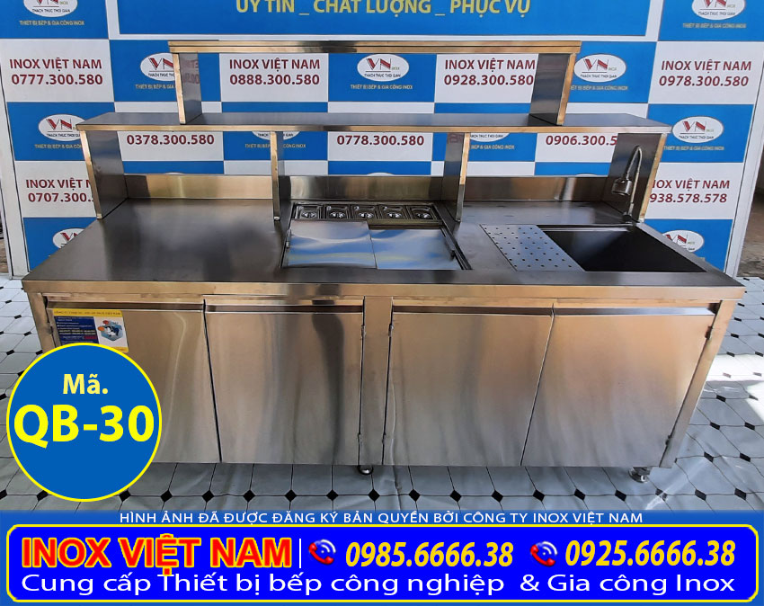 Quầy pha chế trà sữa inox chất lượng cao
