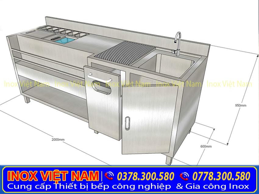 Quầy bar pha chế trà sữa bằng inox 304