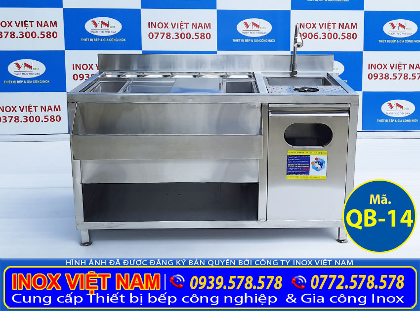 Quầy bar inox 1m6 không kệ trên QB-14