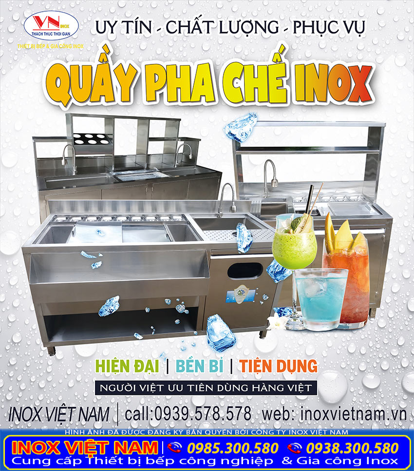 Quầy bar trà sữa inox 304 cao cấp