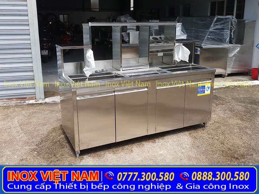 quầy pha chế trà sữa inox