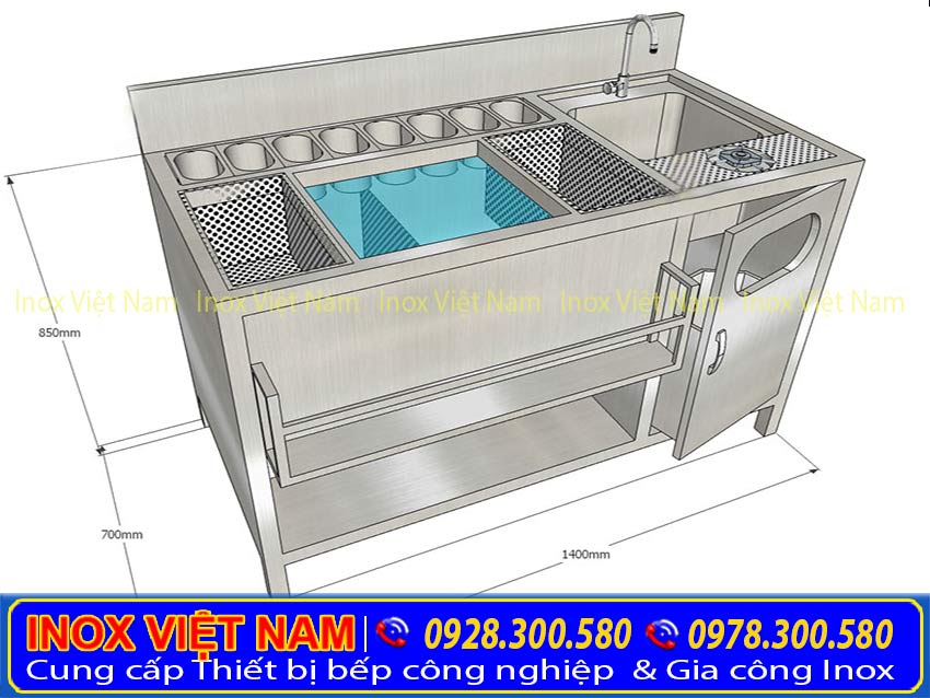 Quầy pha chế trà sữa inox mini