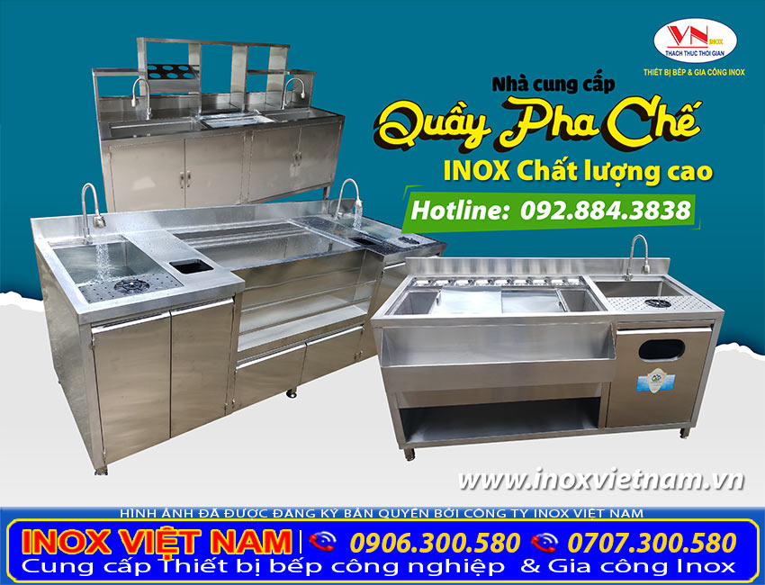 Quầy pha chế trà sữa inox cao cấp