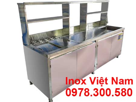 Quầy Pha Chế Cafe, Quầy Pha Chế Trà Sữa Inox QB-20