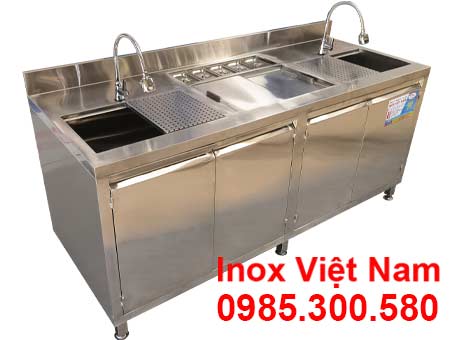 Quầy Pha Chế Trà Sữa Inox QB-55