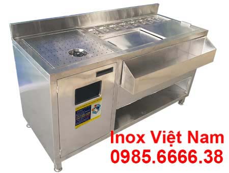 Quầy Pha Chế Trà Sữa Inox QB-34