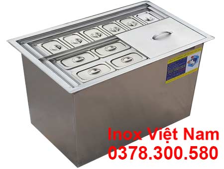 Thùng Đựng Đá Inox Âm Bàn Có Khay Topping TD-TP05