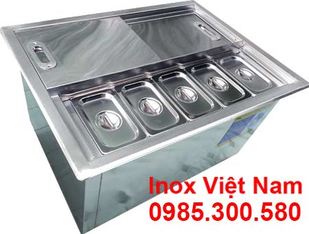 Thùng Đá Inox Có Khay Topping Âm Bàn TD-TP18