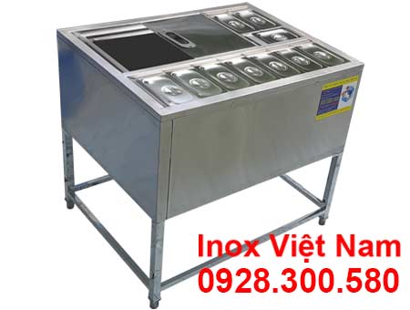 Thùng Chứa Đá Inox Khung Chân Có Khay Topping TD-TP20