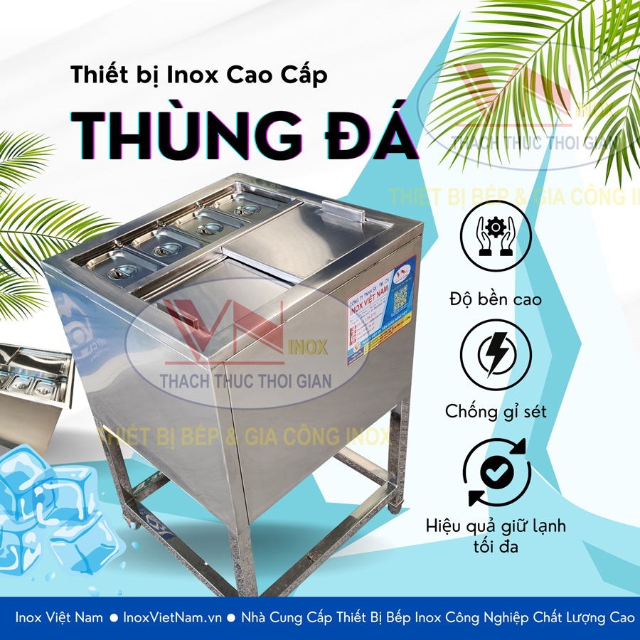 Thùng Đá Inox Có Khay Topping Giải Pháp Tối Ưu Cho Quầy Pha Chế Hiện Đại