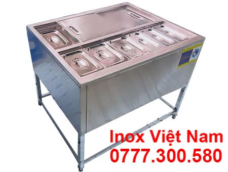 Thùng Đá Inox Chân Cao Có Khay Topping TD-TP14