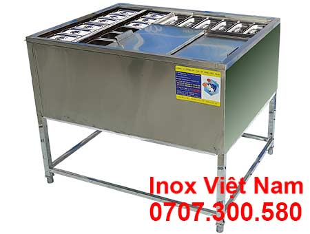 Thùng Chứa Đá Inox Khung Chân Có Khay Topping TD-TP09