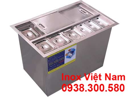Thùng Đựng Đá Inox Có Khay Topping TD-TP15