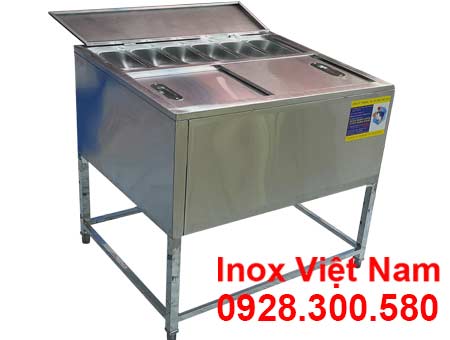 Thùng Đá Inox Khung Chân Có Khay Topping TD-TP11