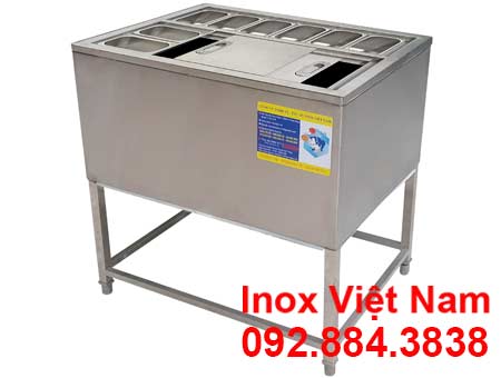Thùng Đựng Đá Inox Khung Chân Có Khay Topping TD-TP02