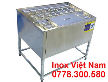 Tủ Đá Inox Chân Cao Có Khay Topping TD-TP07