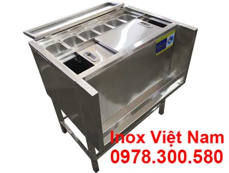 Thùng Đá Inox Khung Chân Có Khay Topping TD-TP28