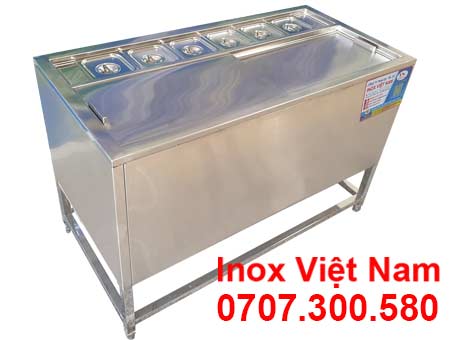Thùng Đá Inox Khung Chân Có Khay Topping TD-TP30