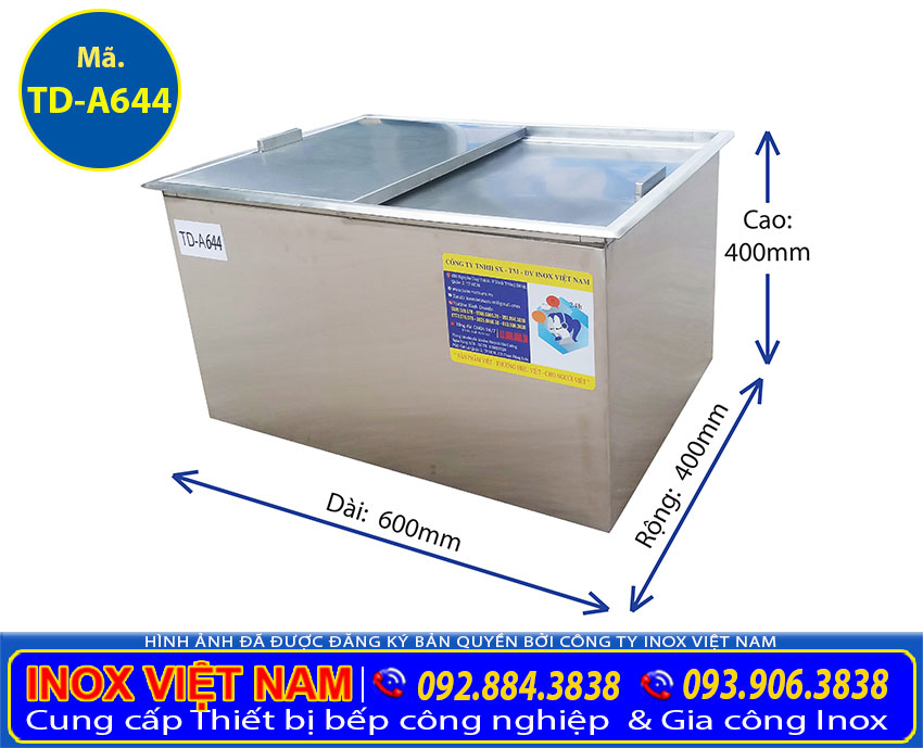 Kích thước thùng đá inox âm bàn 